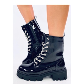 Lackierte Bovver-Stiefel von Quanes Miroir – Inello schwarz