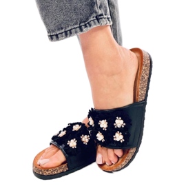 Sandale Kork-Flip-Flops mit Blumen Emiles Black - Inello schwarz