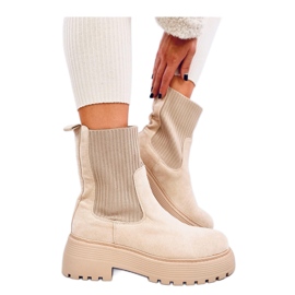 Winters Beige Stiefeletten mit elastischem Bündchen – Inello