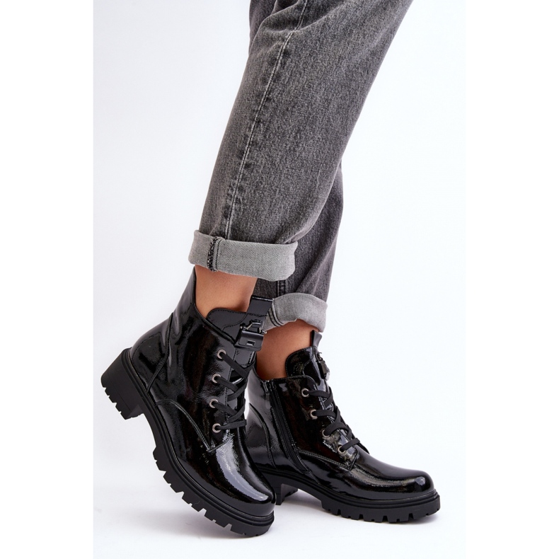 Step in style Stiefel Modell S.Barski HY93-91 Black Lakier – Treten Sie mit Stil ein schwarz