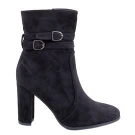 Dianes Schwarze Wildleder-Stiefeletten mit hohen Absätzen