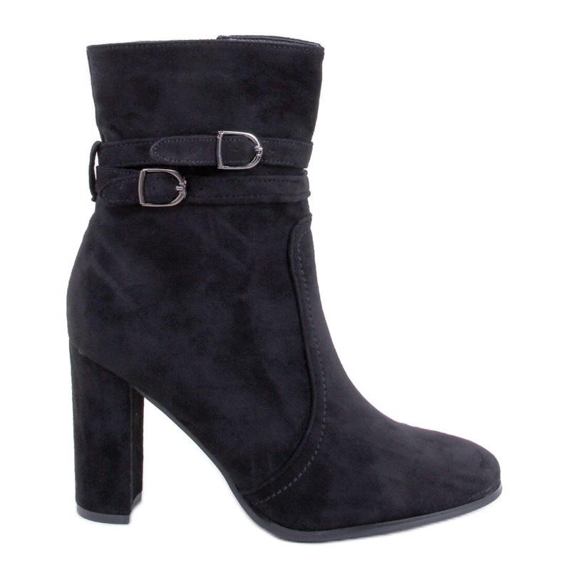 Dianes Schwarze Wildleder-Stiefeletten mit hohen Absätzen