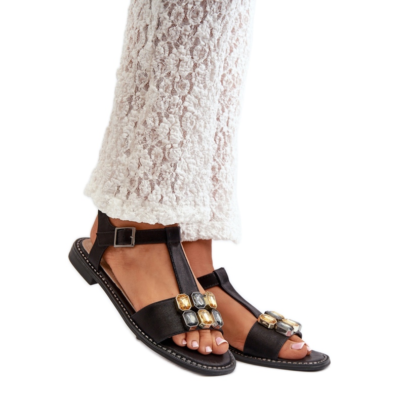 Damensandalen mit S.Barski Black-Dekoration schwarz