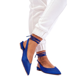 Blaue Damen-Ballerinas zum Schnüren