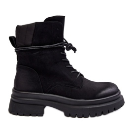 Schwarze Damenstiefeletten mit dicker Sohle