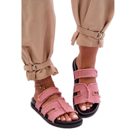 Klassische Damenhausschuhe aus rosa Stoff