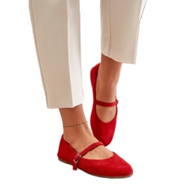 Rote Damen-Ballerinas mit Gürtel