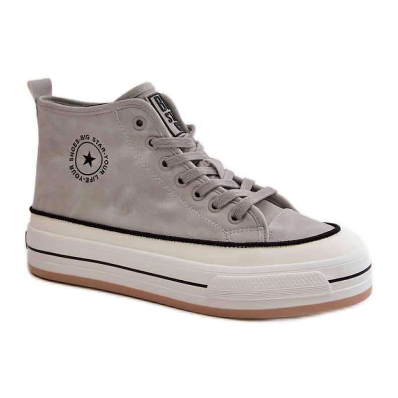 Isolierte Damen-Sneaker auf der Big Star-Plattform grau