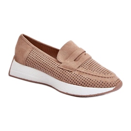 Damen-Plateau-Mokassins, beige