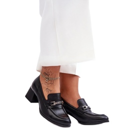 Schwarze Damen-Pumps mit hohem Absatz und Verzierung