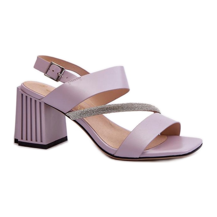 Violette Damensandalen mit hohem Absatz