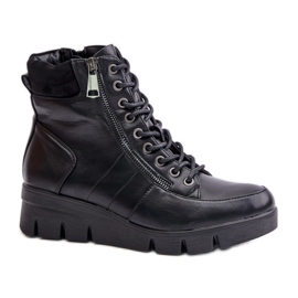 Damen-Plateau-Stiefeletten Schwarz