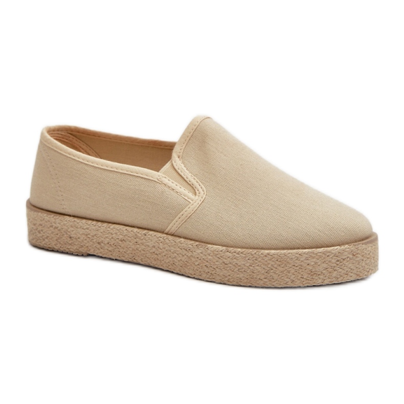 Damen-Espadrilles auf beigem Plateau