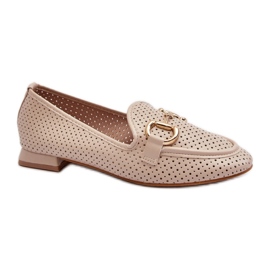 Damenmokassins mit beigem Dekor