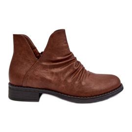 Braune Damenstiefeletten mit Rüschen