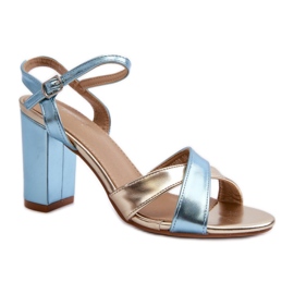Blau/goldene High-Heel-Sandalen
