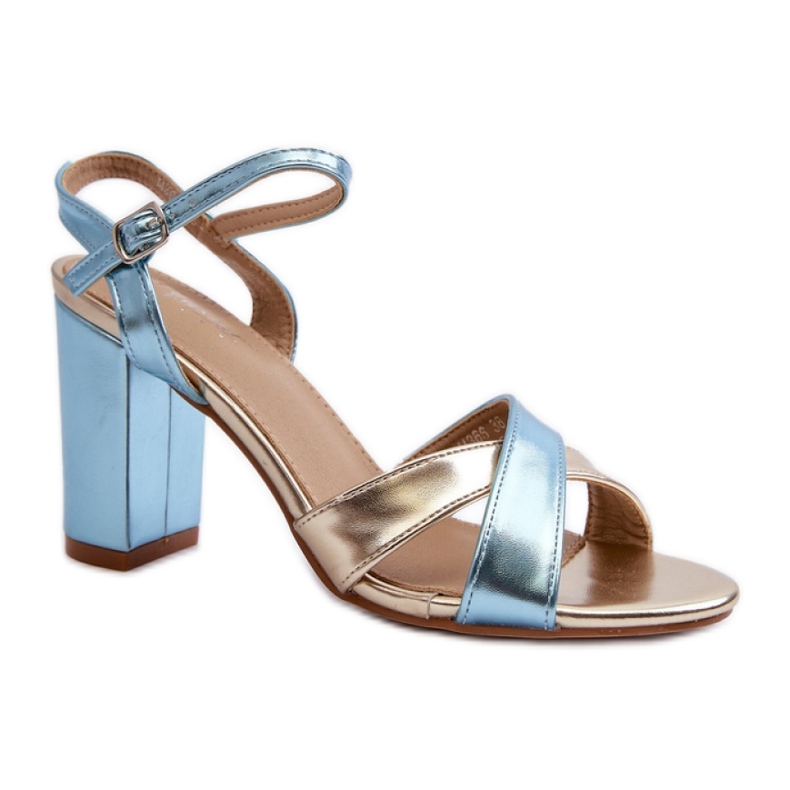 Blau/goldene High-Heel-Sandalen