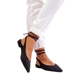 Damen-Ballerinas mit offenem Absatz Schwarz