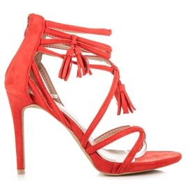 Vices Boho Wildledersandalen auf hohem Absatz rot