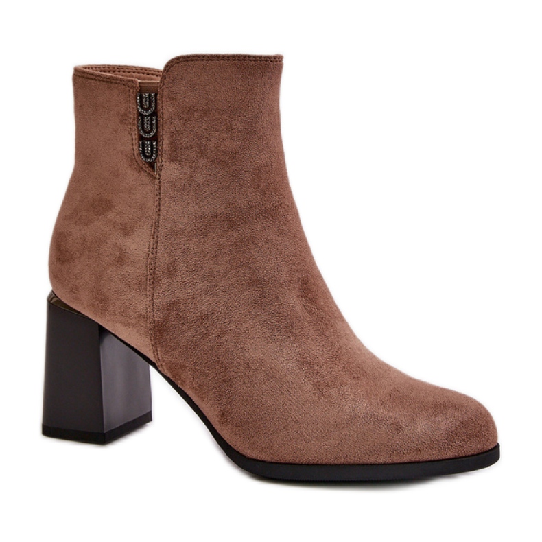 Braune Damenstiefeletten beige