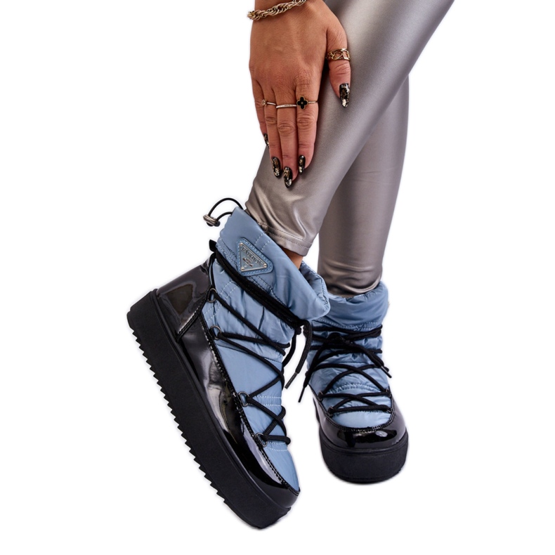 Blaue Damen-Schneestiefel zum Schnüren