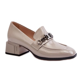 S. BARSKI Lackierte Pumps mit einem S.Barski Grey-Block grau