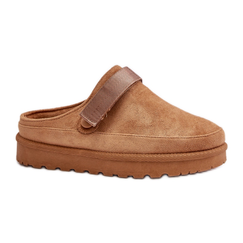 Camel-Plateaupantoffeln für Damen braun