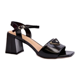 S.Barski Schwarze Lack-Sandalen mit Absatz