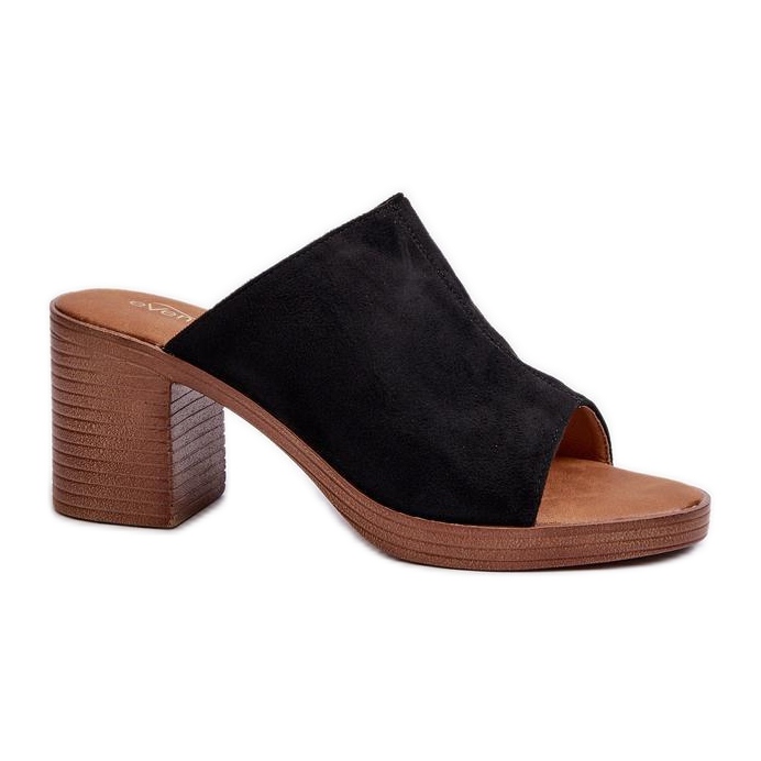 Elegante schwarze Flip-Flops mit hohen Absätzen