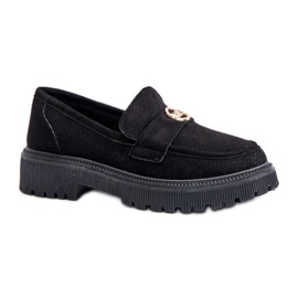 Mokassin-Schuhe mit Golddetail Schwarz