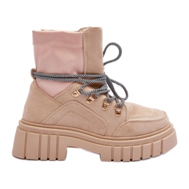 FB3 Beige Damen-Stiefeletten aus Wildleder