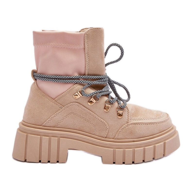 FB3 Beige Damen-Stiefeletten aus Wildleder