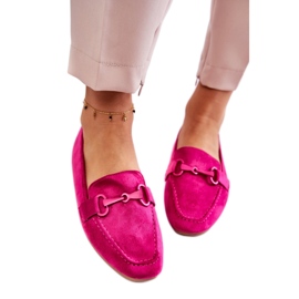 Damen-Mokassins aus Wildleder mit Fuchsia-Dekor rosa