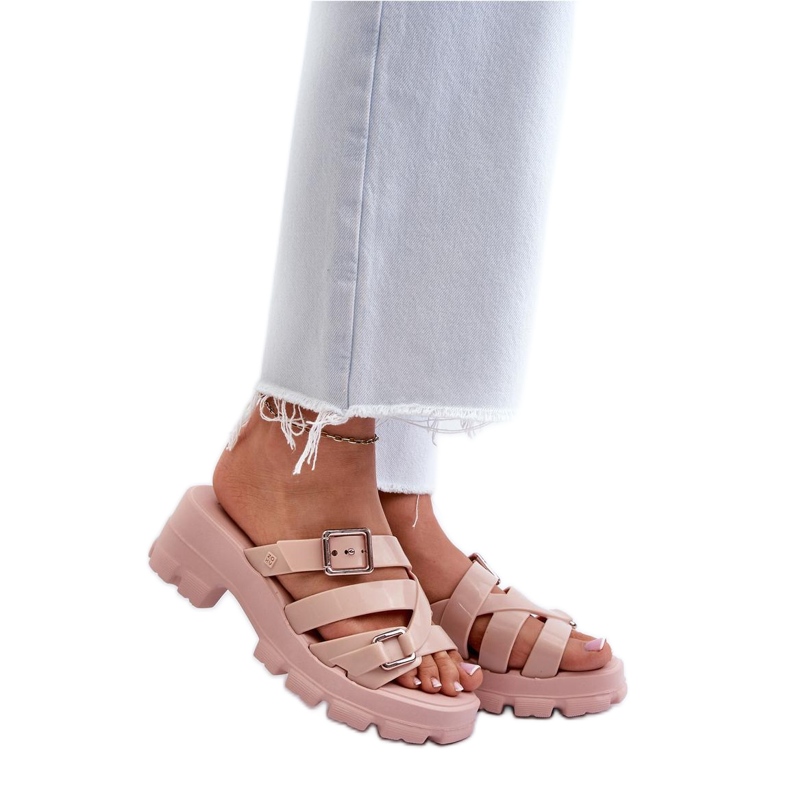 Zaxy Hellrosa Damen-Flip-Flops mit hohen Absätzen