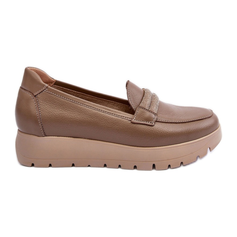 Lemar Damenlederschuhe auf der Plattform beige
