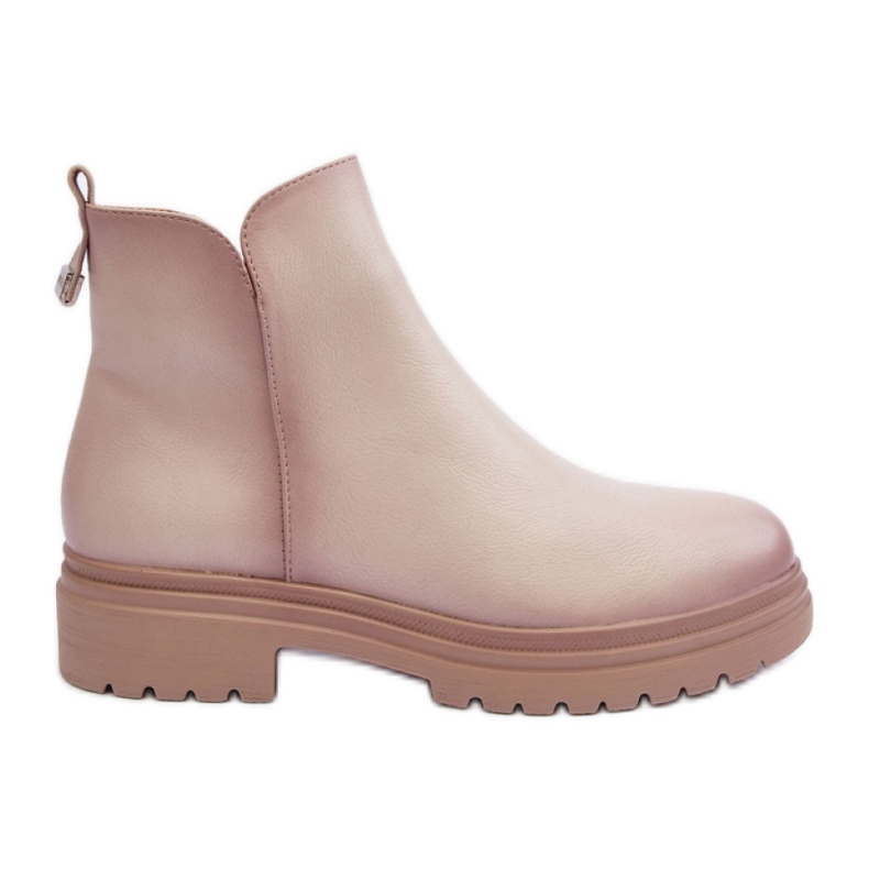 Beigefarbene Plateau-Stiefeletten für Damen