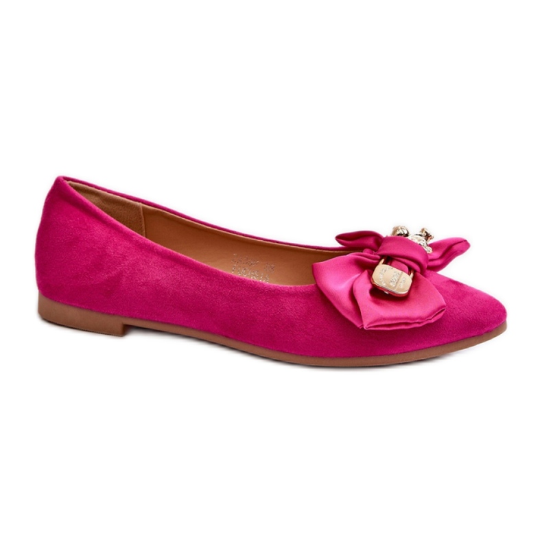 Ballerinas aus Wildleder mit fuchsiafarbener Schleife rosa