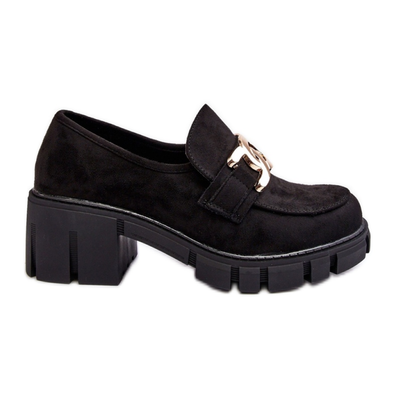 Damenschuhe mit hohen Absätzen und schwarzer Verzierung