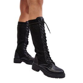 Damenstiefel mit elastischem Obermaterial Schwarz