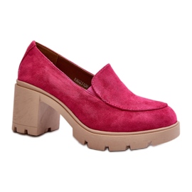 Damenschuhe mit hohem Absatz und Plateau Fuchsia rosa