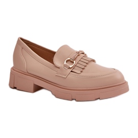 Damenmokassins mit beigem Dekor