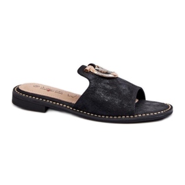 Damen-Flip-Flops mit S.Barski Black-Dekor schwarz