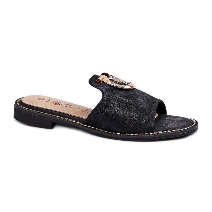 Damen-Flip-Flops mit S.Barski Black-Dekor schwarz