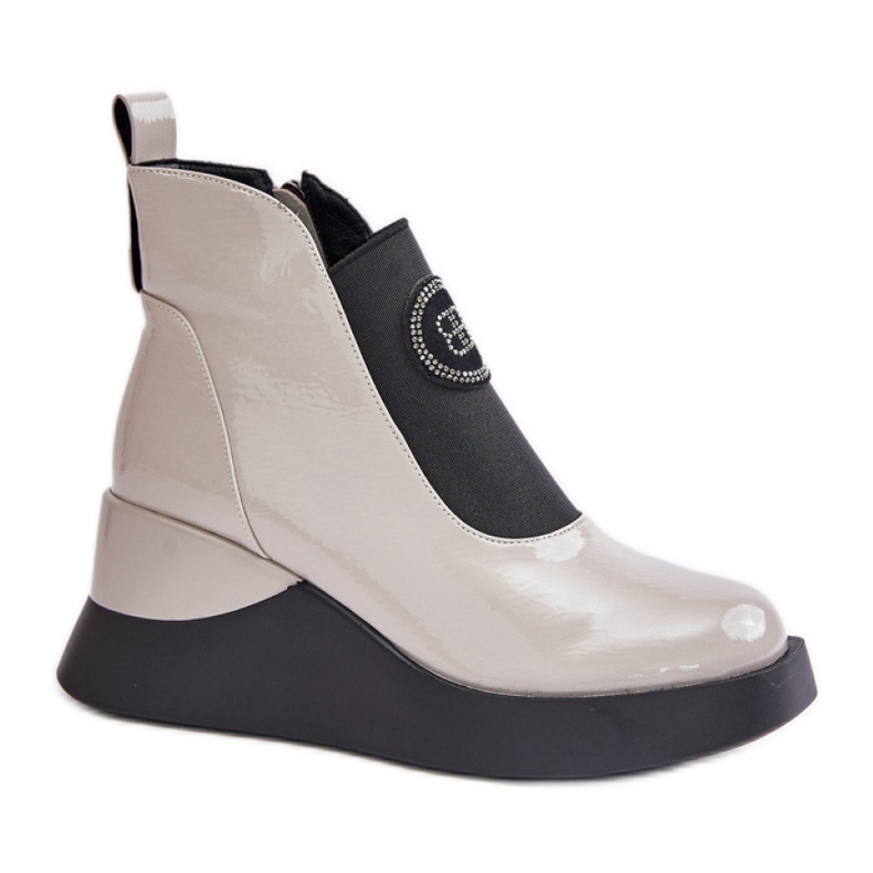 Damenstiefeletten auf der S.Barski Light Grey-Plattform grau