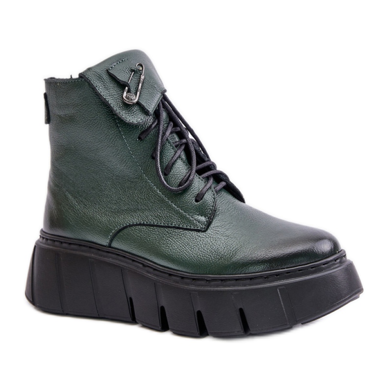 Zazoo Dunkelgrüne Plateaustiefel für Damen