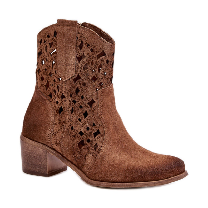 Lewski Stiefeletten aus Wildleder mit durchbrochenem Obermaterial braun