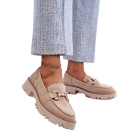 Damen-Mokassins aus Wildleder mit beigem Dekor