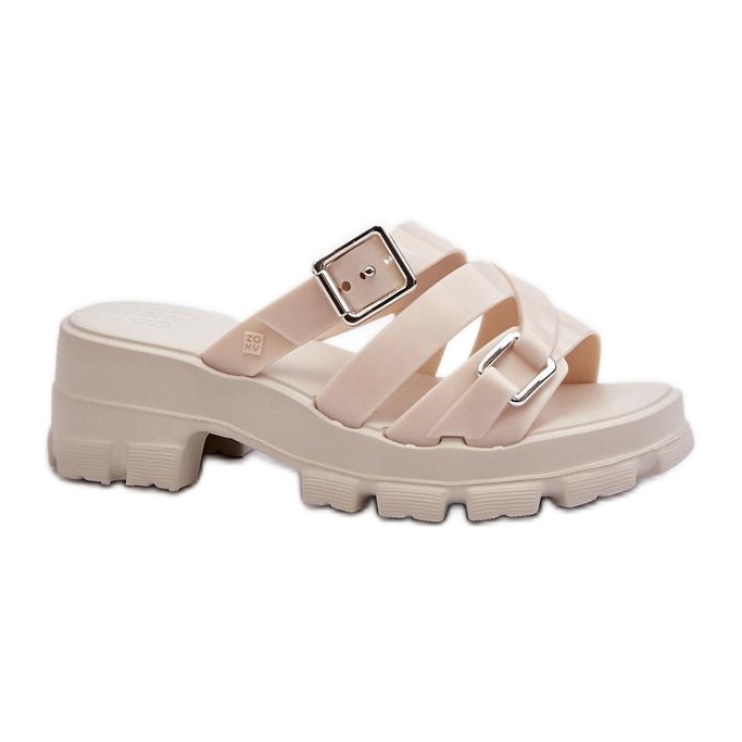 Zaxy Hellbeige Damen-Flip-Flops mit hohen Absätzen