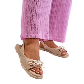 Damensandalen mit S.Barski-Beige-Dekorationen