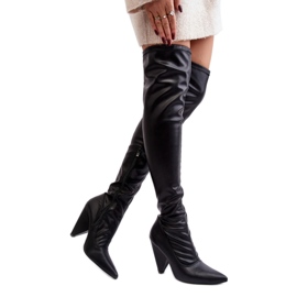 Overknee-Stiefel mit hohem Absatz Schwarz